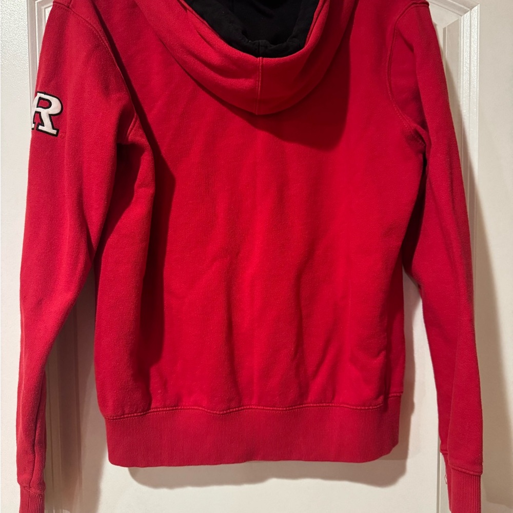 Rutgers Stadium Athletics Red Zip-Up Hoodie with Black Lettering - Picture 6 of 6